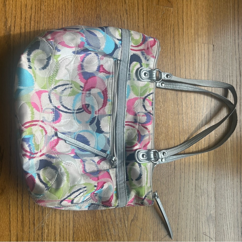 Coach Multicolor Shoulder Bag with Pink, Blue, and Green Accents